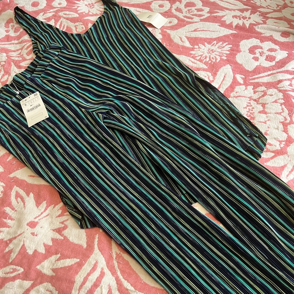 Zara Striped Jumpsuit - Black, Blue, Green